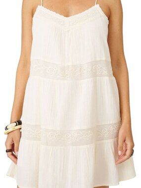 NWT Flint and Moss lace trim tiered cotton mini dress - large